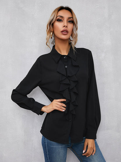 Gioia - Camicia Bordo Volant con Bottoni Donna