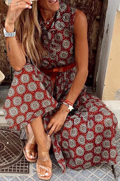Teresa - Abito A Line Pois Collo Mandarin Elegante