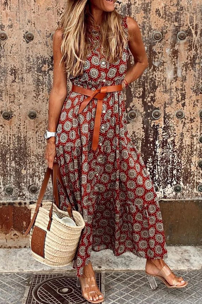 Teresa - Abito A Line Pois Collo Mandarin Elegante