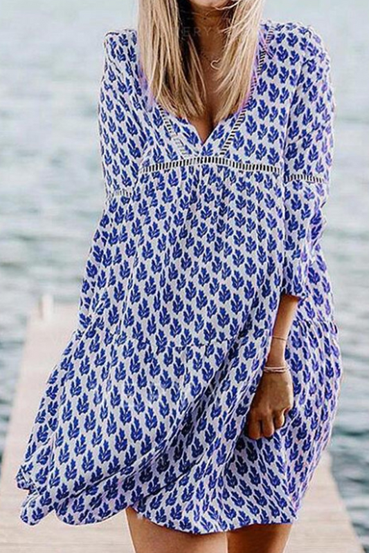 Tatiana - Abito A Line Scollo V Stampa Patchwork Donna Moderno