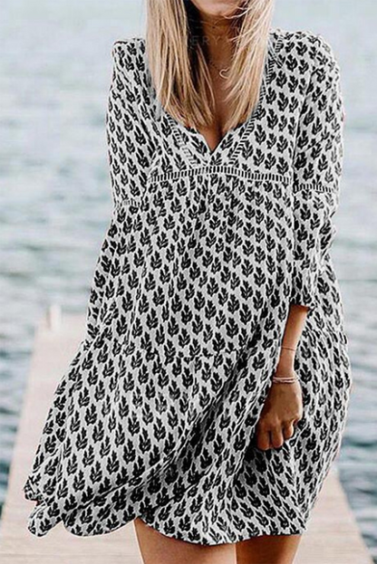 Tatiana - Abito A Line Scollo V Stampa Patchwork Donna Moderno