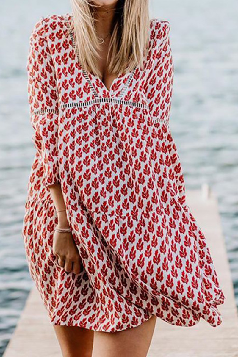 Tatiana - Abito A Line Scollo V Stampa Patchwork Donna Moderno