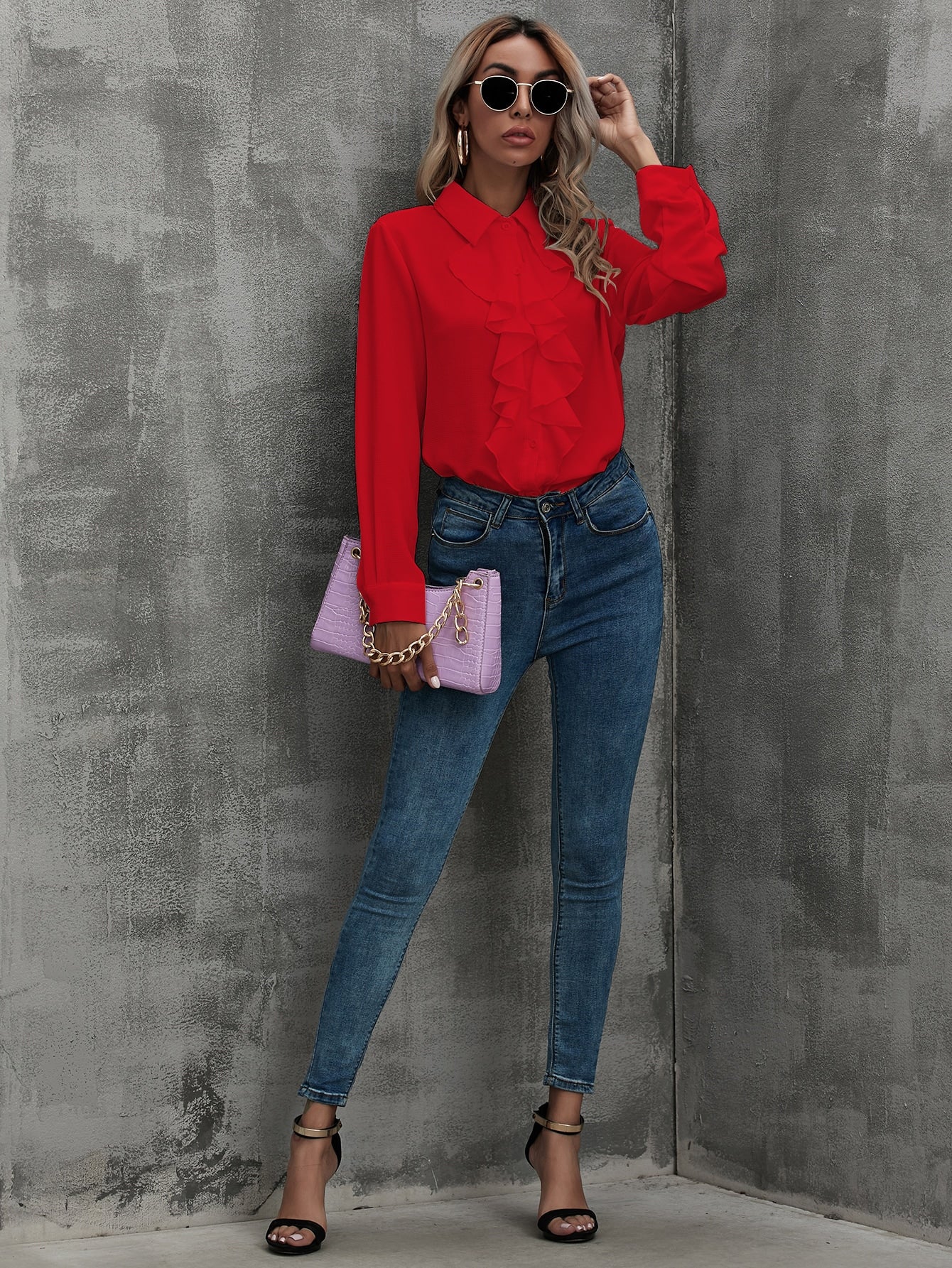 Gioia - Camicia Bordo Volant con Bottoni Donna