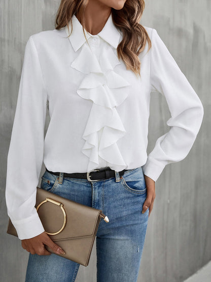 Gioia - Camicia Bordo Volant con Bottoni Donna