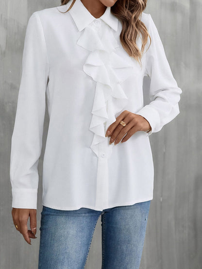 Gioia - Camicia Bordo Volant con Bottoni Donna