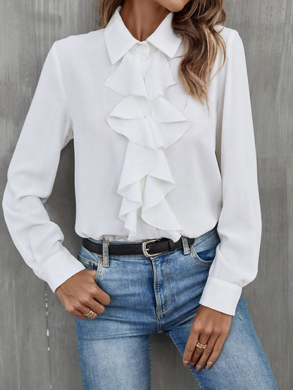 Gioia - Camicia Bordo Volant con Bottoni Donna