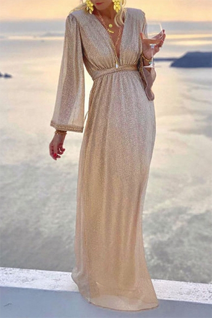 Silvia - Abito Elegante Scollo V Patchwork Sera