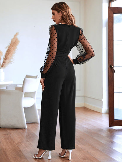 Dorina - Jumpsuit Tulle Manica Lanterna Cintura Donna