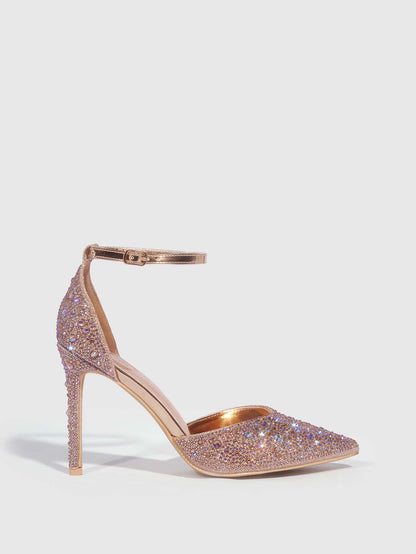 Herminia - Décolleté Punta Tacco Spillo Cinturino Strass Donna