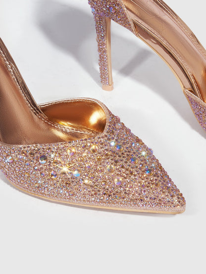 Herminia - Décolleté Punta Tacco Spillo Cinturino Strass Donna