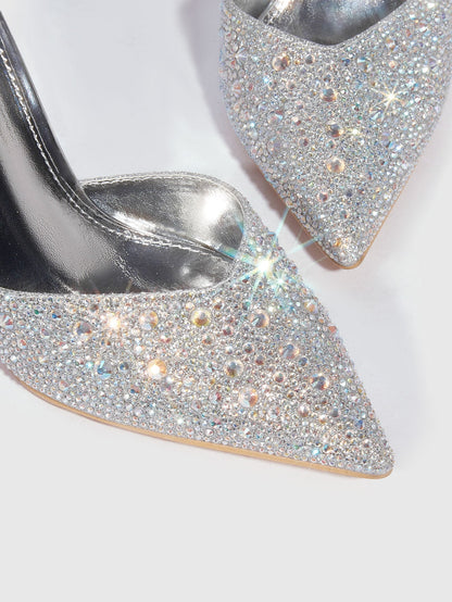 Herminia - Décolleté Punta Tacco Spillo Cinturino Strass Donna