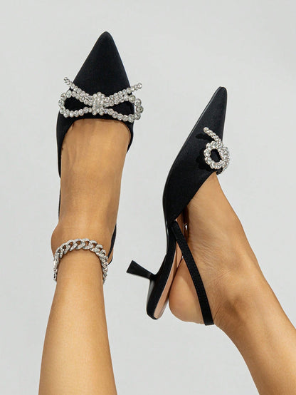 Honesta - Scarpa Tacco Piramide Strass Fiocco Donna Elegante