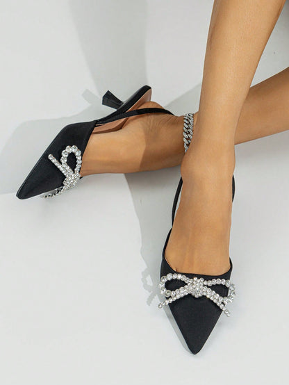 Honesta - Scarpa Tacco Piramide Strass Fiocco Donna Elegante
