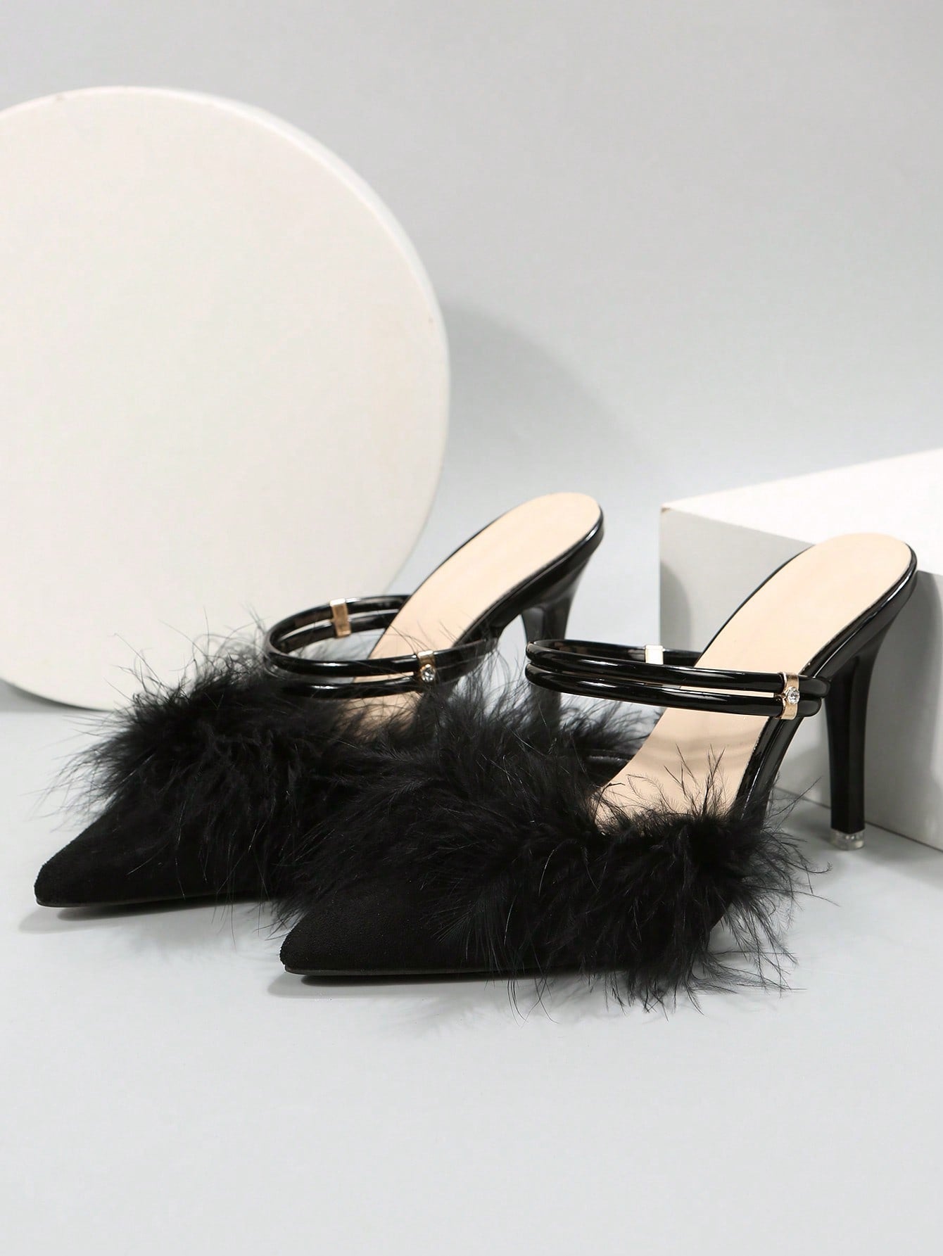 Filomena - Scarpe Tacco Sottile Piume Decorative Donna