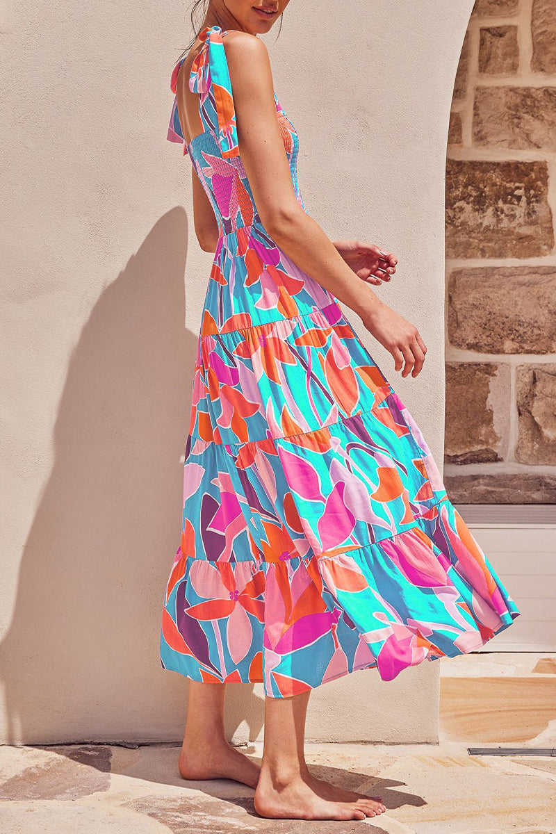 Nunziata - Abito Donna Spalline Stampa Colorata Moderna Estiva
