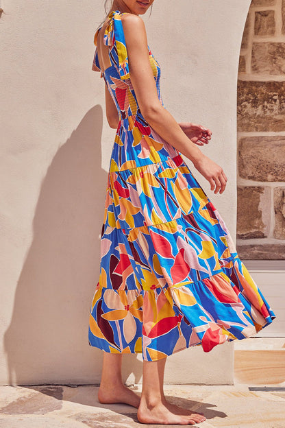 Nunziata - Abito Donna Spalline Stampa Colorata Moderna Estiva