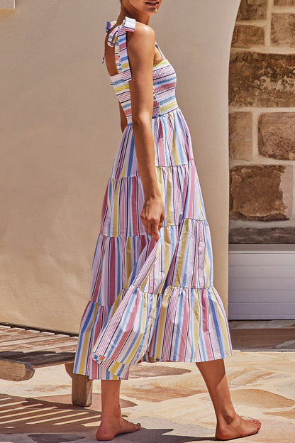 Nunziata - Abito Donna Spalline Stampa Colorata Moderna Estiva