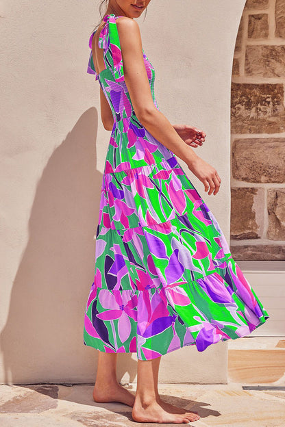 Nunziata - Abito Donna Spalline Stampa Colorata Moderna Estiva