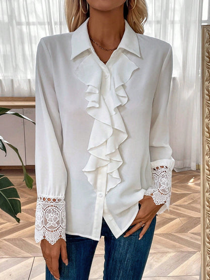 Gioia - Camicia Bordo Volant con Bottoni Donna