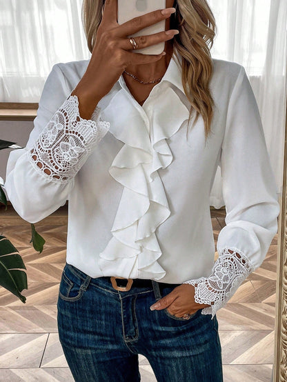 Gioia - Camicia Bordo Volant con Bottoni Donna