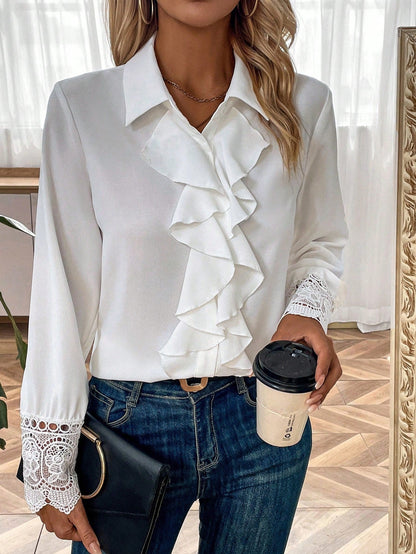 Gioia - Camicia Bordo Volant con Bottoni Donna