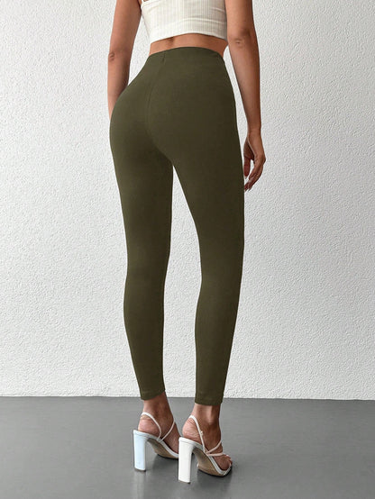 Desideria - Pantaloni Aderenti Vita Alta Bottone Donna