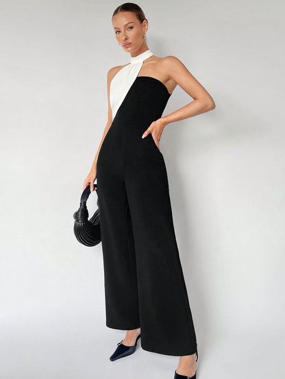 Fiamma - Jumpsuit Asimmetrica a Contrasto Donna
