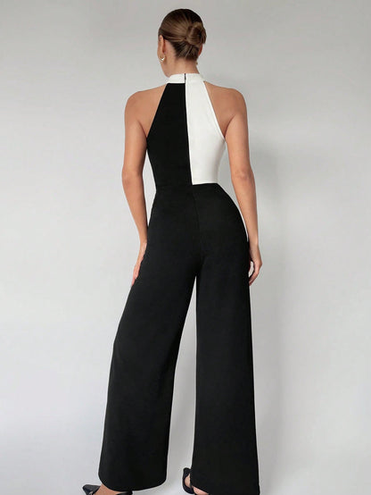 Fiamma - Jumpsuit Asimmetrica a Contrasto Donna