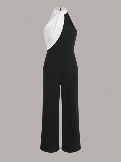 Fiamma - Jumpsuit Asimmetrica a Contrasto Donna