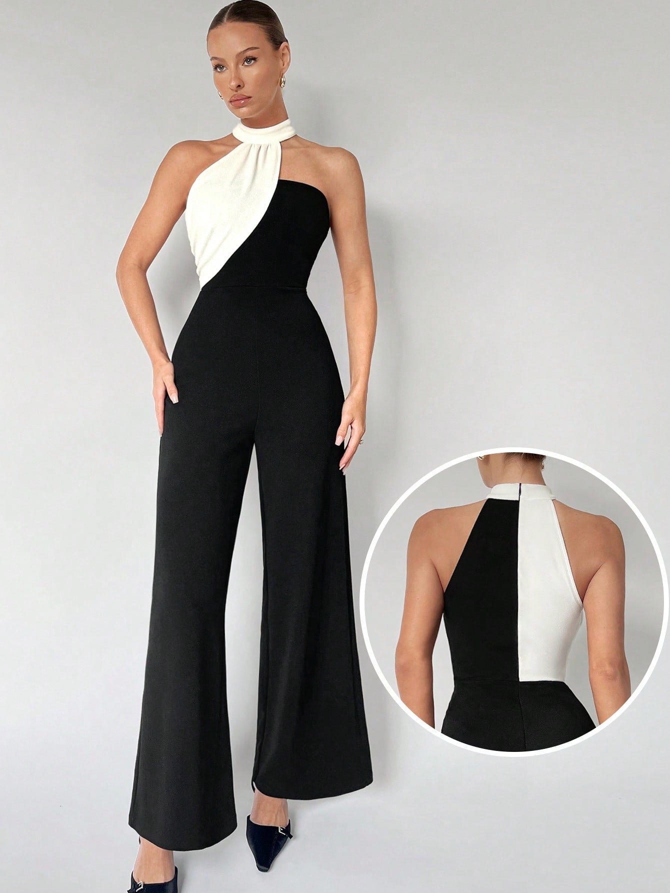 Fiamma - Jumpsuit Asimmetrica a Contrasto Donna