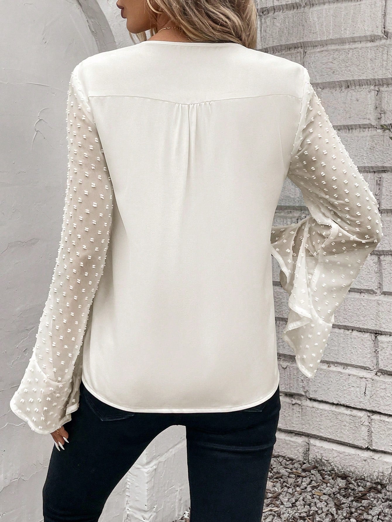 Hildegarda - Camicia Maniche Sbuffo Orlo Asimmetrico Donna