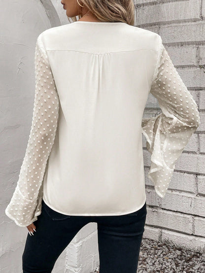 Hildegarda - Camicia Maniche Sbuffo Orlo Asimmetrico Donna