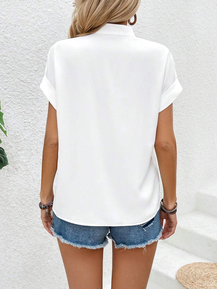 Piera – Blusa Donna Maniche Corte Pipistrello Colore Unito