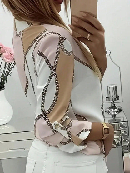 Graziella - Camicia Stampa Catena Maniche Lunghe Donna