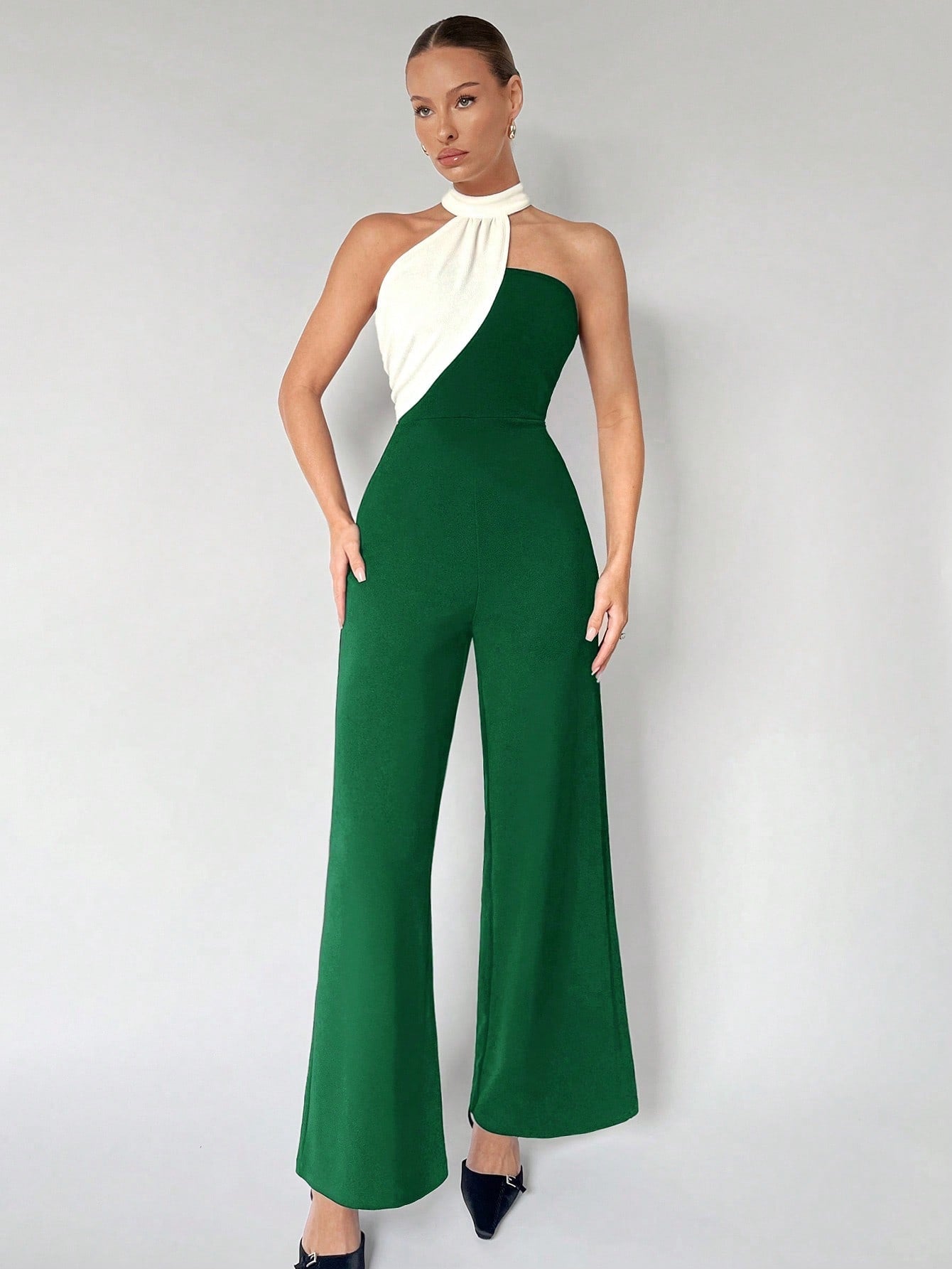 Fiamma - Jumpsuit Asimmetrica a Contrasto Donna