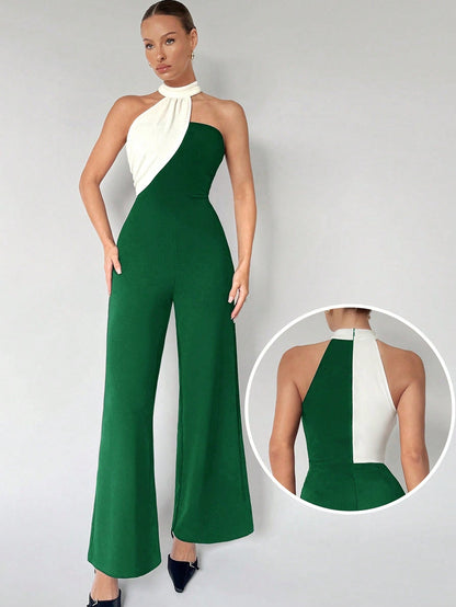 Fiamma - Jumpsuit Asimmetrica a Contrasto Donna