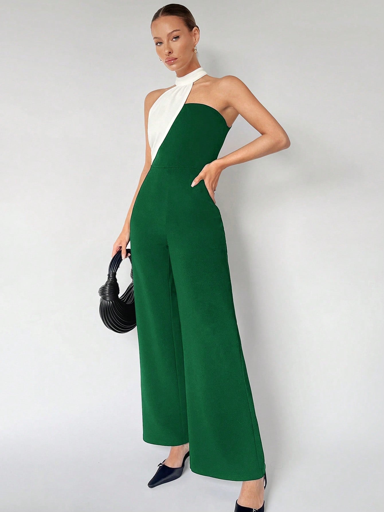 Fiamma - Jumpsuit Asimmetrica a Contrasto Donna