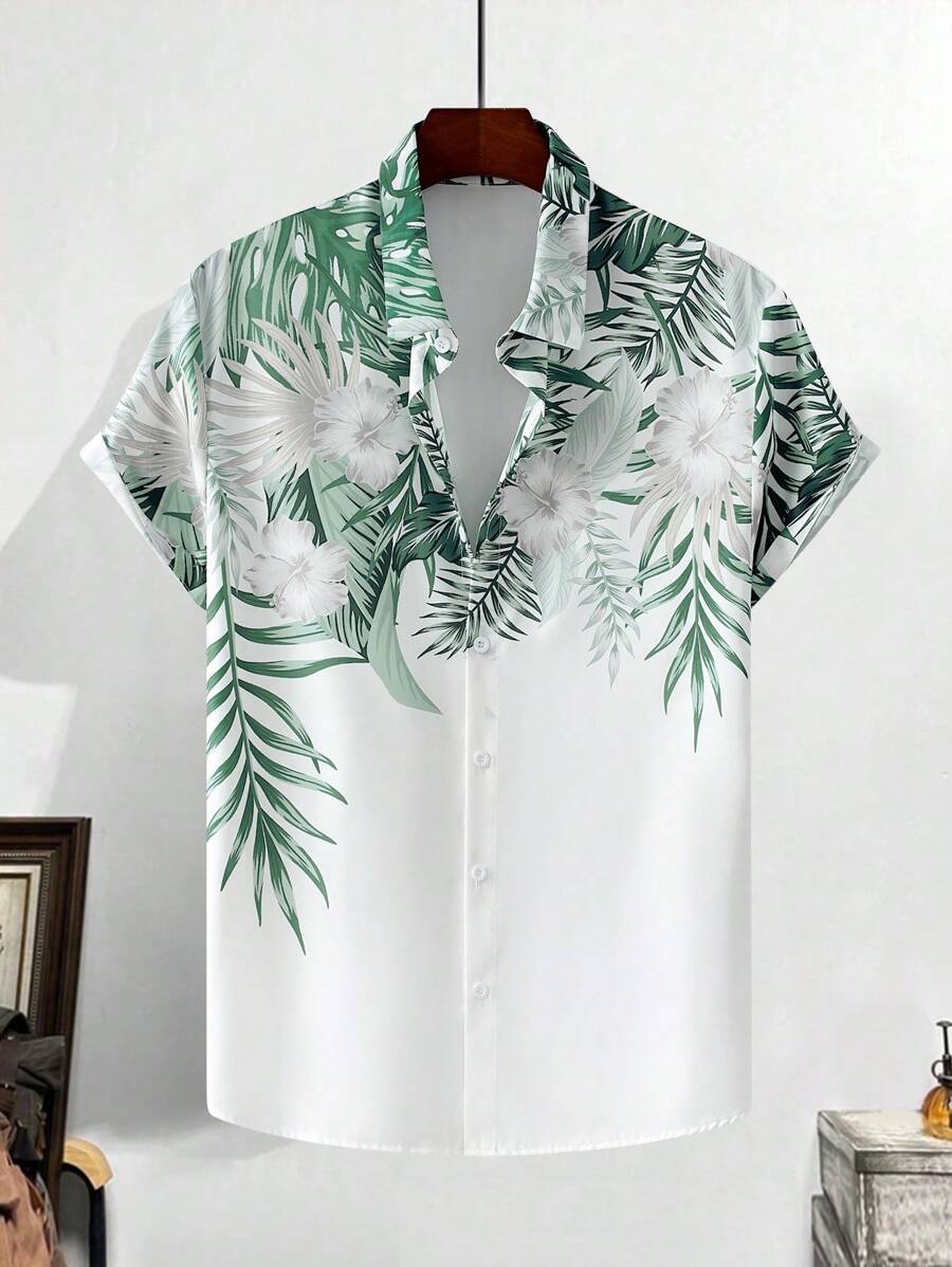 Hyacinthus - Camicia Tropicale Uomo Fantasia Botanica Estiva