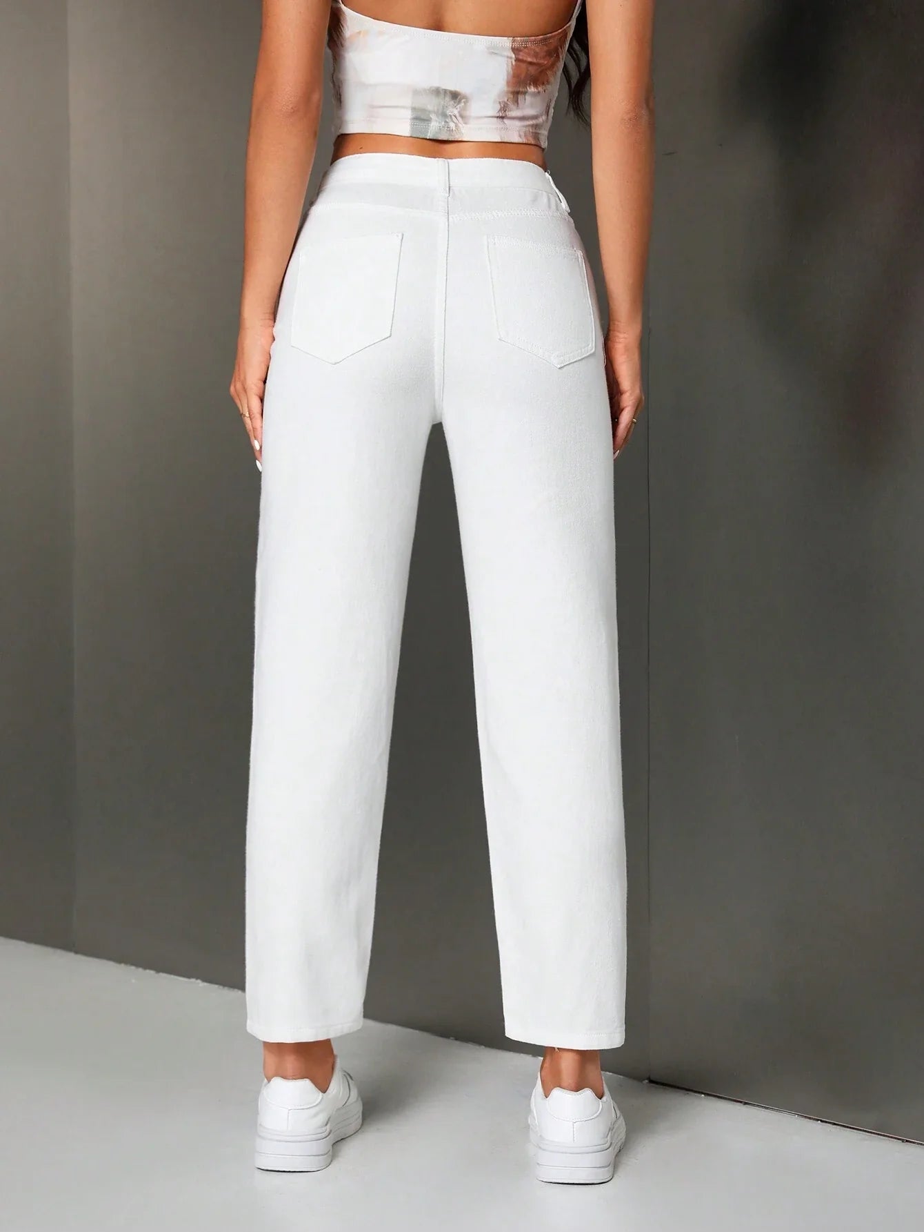 Enza - Jeans Casual Strappati Dritti Donna
