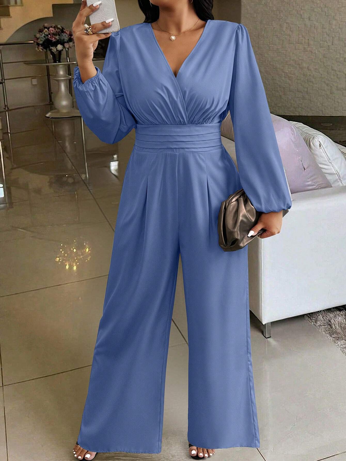 Grazia - Tuta Casual Scollo V Arricciatura Taglie Comode