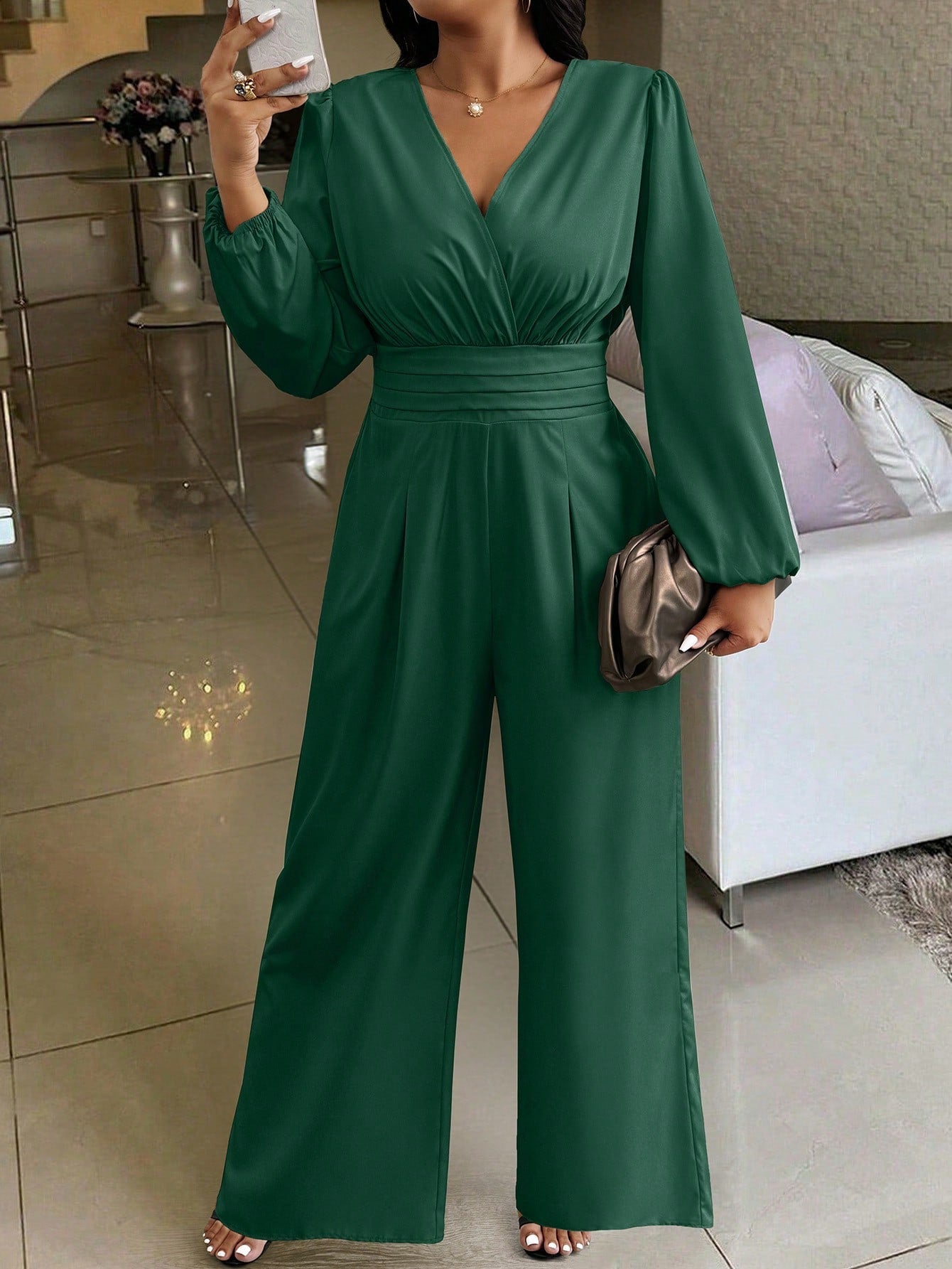 Grazia - Tuta Casual Scollo V Arricciatura Taglie Comode