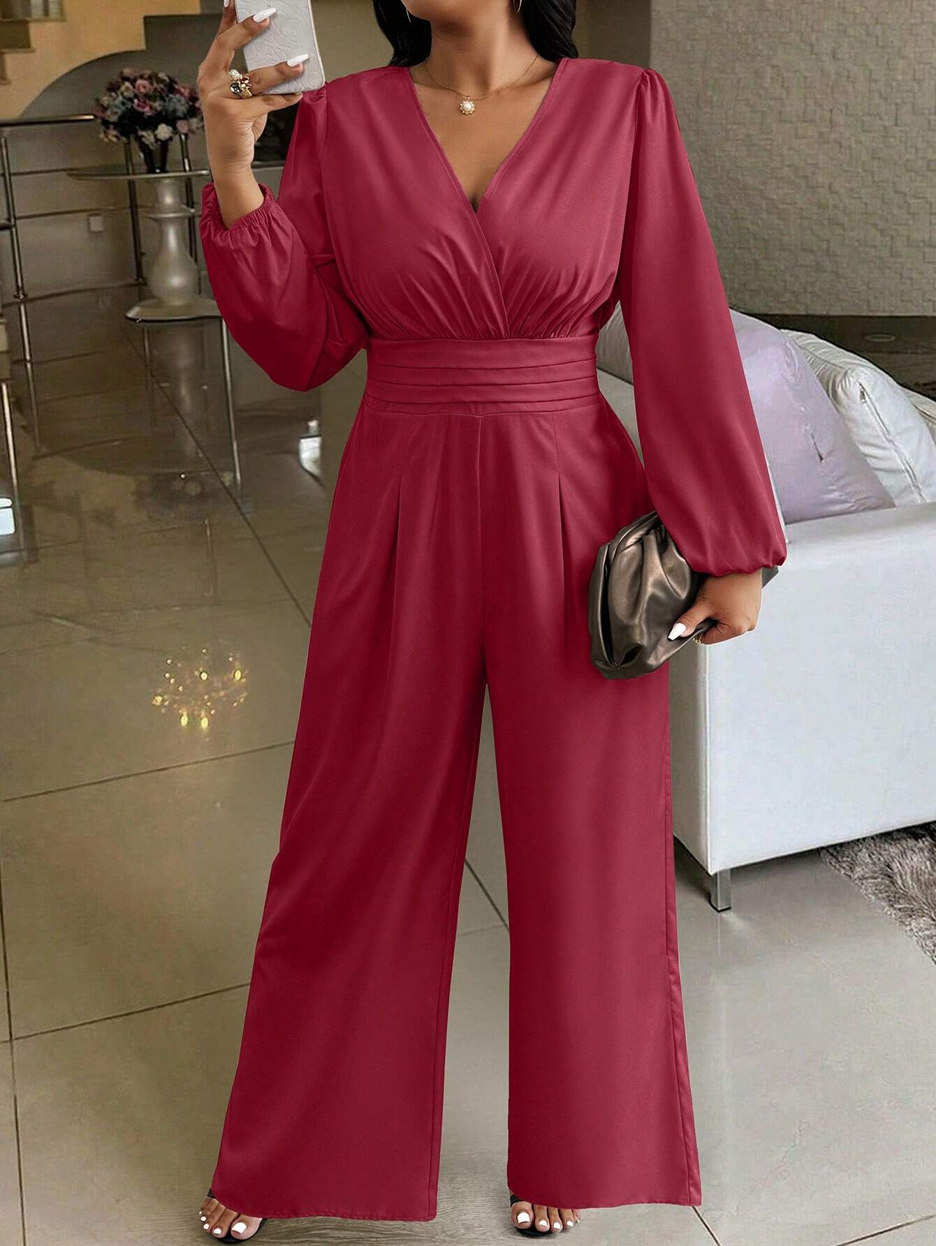 Grazia - Tuta Casual Scollo V Arricciatura Taglie Comode