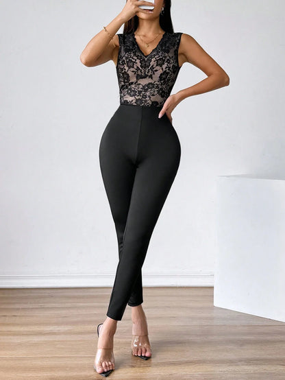 Federica - Jumpsuit Senza Maniche Pizzo Donna Elegante