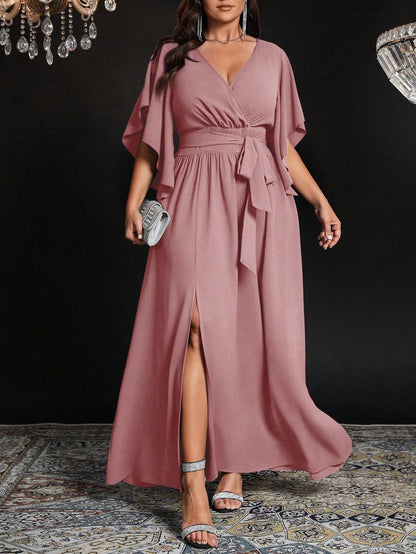 Fiorenza - Abito Lungo Festa Scollo V Taglie Forti Donna