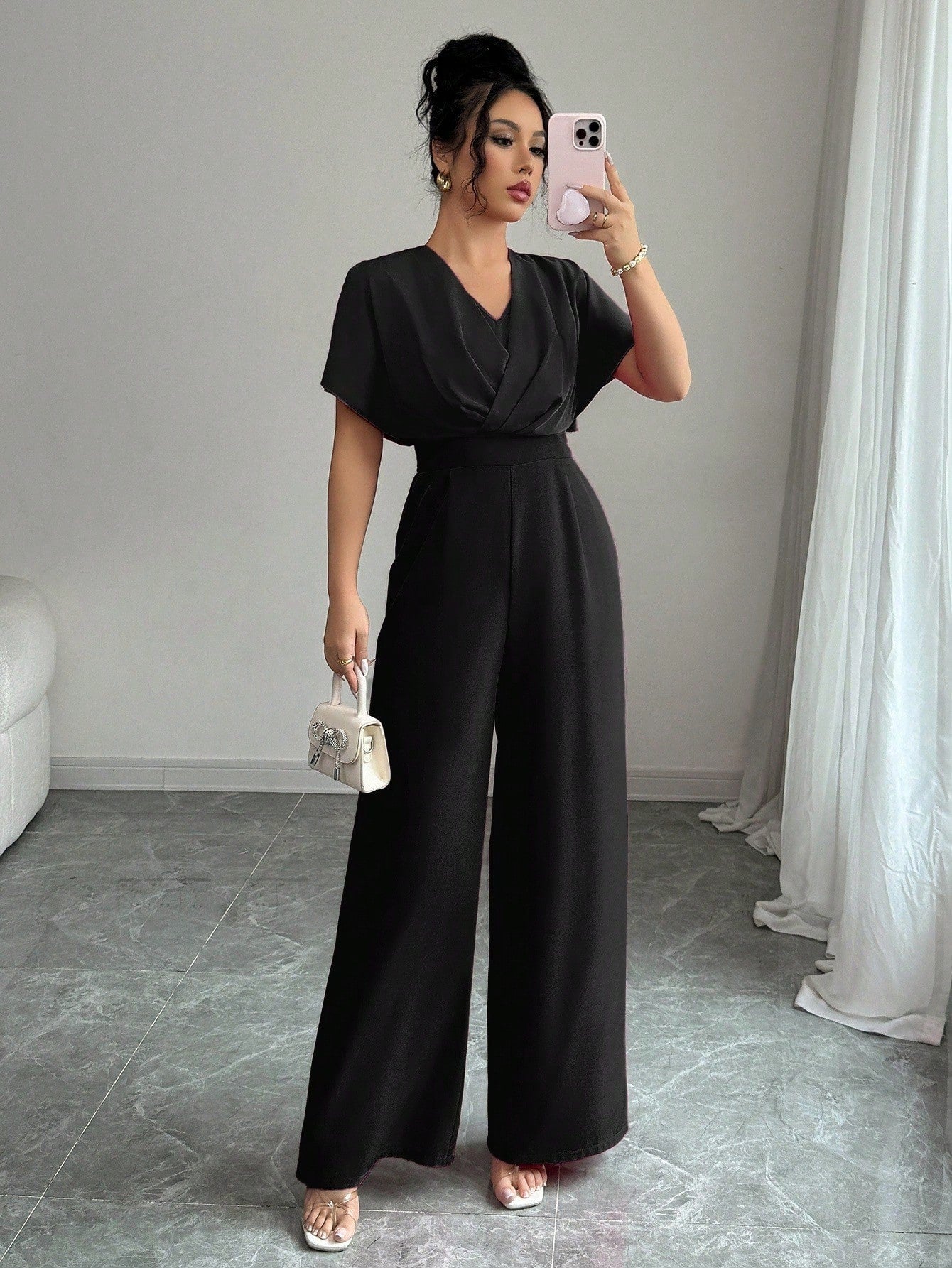 Immacolata - Tuta Elegante Cintura Scollo V Incrociato Donna