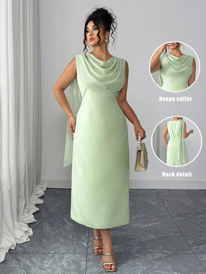 Gabriella - Abito Midi Curvy Collo Francese Increspato Donna