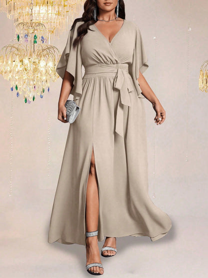 Fiorenza - Abito Lungo Festa Scollo V Taglie Forti Donna