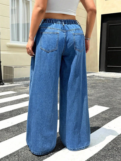 Giuseppina - Jeans Vita Alta Larghi Ricamo Taglie Comode