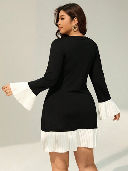 Giovanna - Abito Corto Elegante Maniche Lunghe Nero Donna