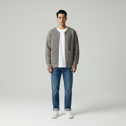 Julien – Cardigan Uomo con Cerniera e Collo Alto